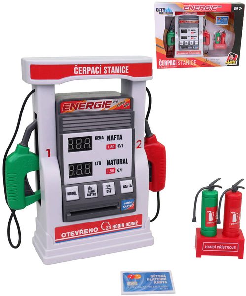 Čerpací stanice City Collection set benzinová pumpa s doplňky na baterie CZ Zvuk