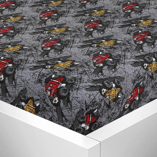 Prostěradlo jersey s elastanem - 90x200 cm auta - monster truck