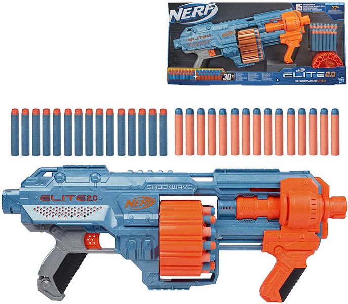 HASBRO NERF ELITE 2.0 Shockwave RD-15 set blaster + 30 šipek