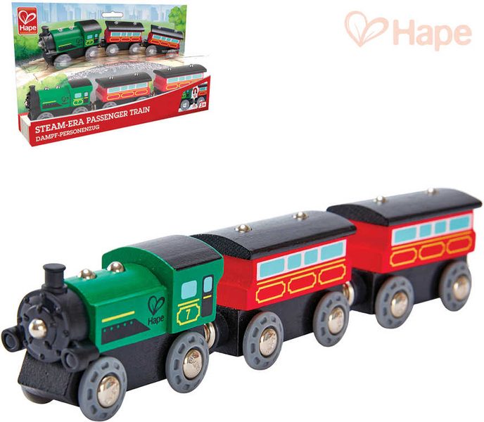 Vláček parní osobní set mašinka + 2 vagonky