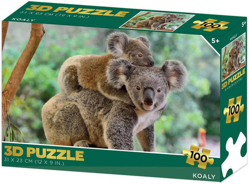 PUZZLE 3D Koaly 31x23cm 100 dílků skládačka v krabici