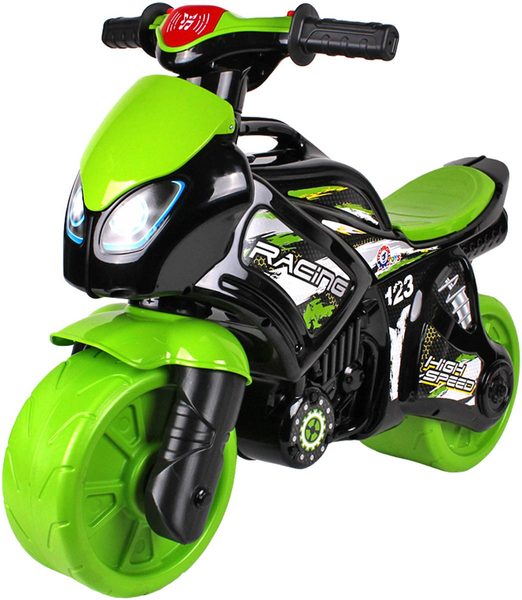 Závodní odrážedlo motorka zeleno-černé (baterie, světlo, zvuk)