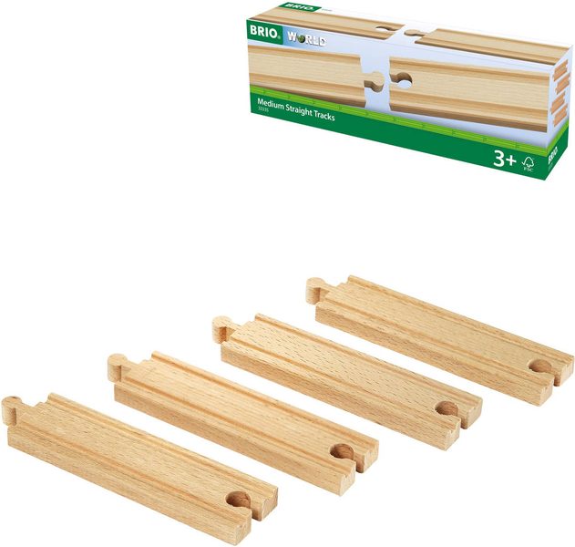 BRIO DŘEVO Kolej rovná střední set 4ks doplněk k vláčkodráze