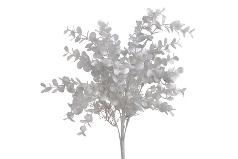 Metalický eukalyptus trs x6 41 cm - bílo-stříbrný