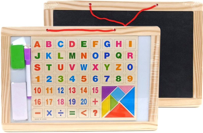 Tabule magnetická oboustranná na křídy / fixy set s písmenky a puzzle