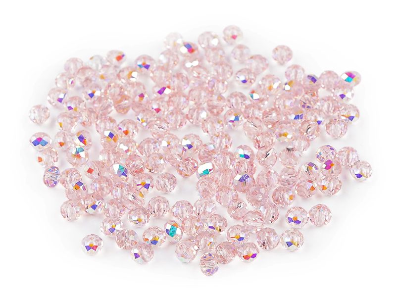 Skleněné korálky broušené ohňovky 4 mm s AB efektem