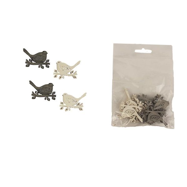 Dekorační ptáček, 12 ks D3712 - 3,5 x 0,2 x 3 cm