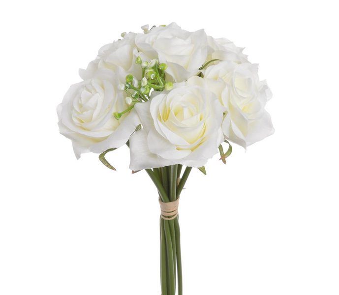 Kytice růží 24 cm 6 ks - bílá