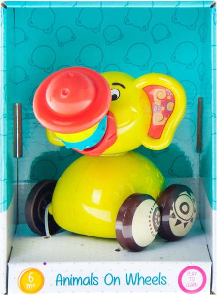 ET BAM BAM Baby slon 11cm zvířátko na kolečkách pro miminko plast