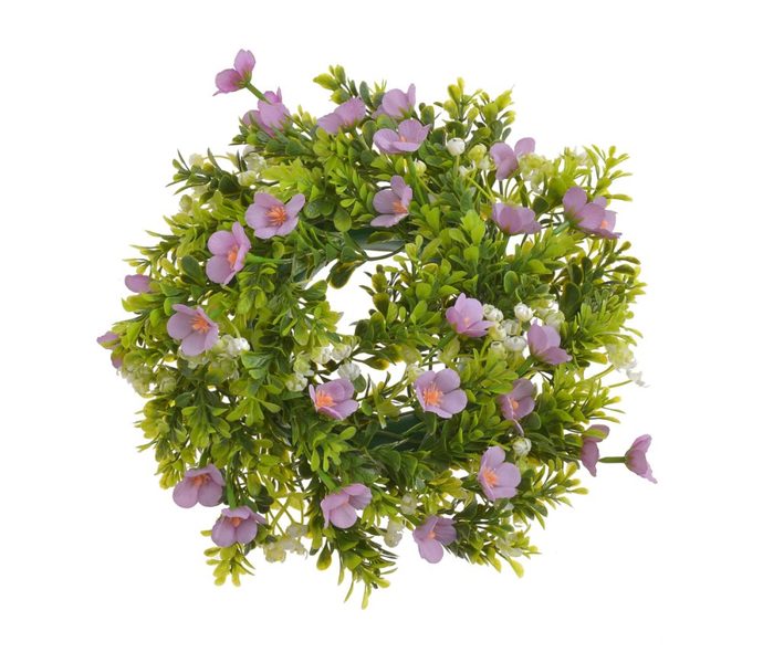 Plastový věnec s květy 28 cm - fialová