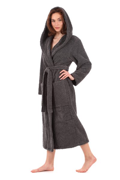 Bavlněný župan s kapucí Athena antracitový 31 16 9551