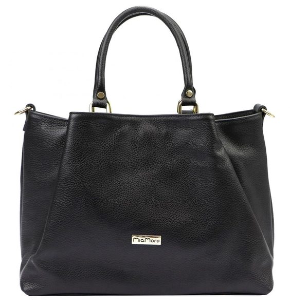 Kožená černá dámská tříkomorová kabelka do ruky