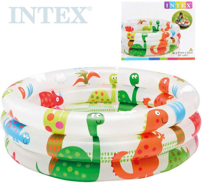 INTEX Bazének dětský nafukovací kruh 61x22cm baby Dinosauři bílý 57106