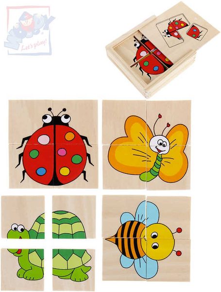 Baby minipuzzle Beruška 4x4 dílky v krabičce 4v1 pro miminko