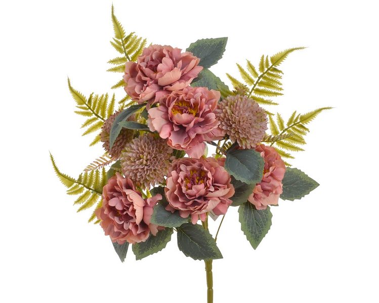Kytice mix s velkými květy - růžová antik