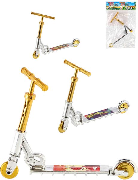 Koloběžka mini prstová triková 10cm 3 druhy plastová v sáčku