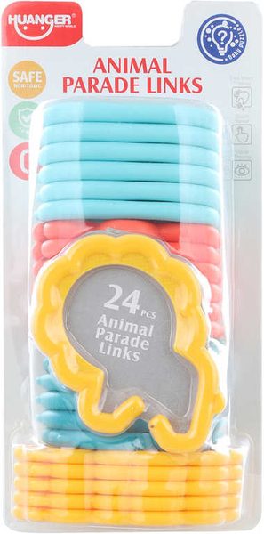 Baby řetěz zvířátka 24 dílků zábrana na kočárek pro miminko plast