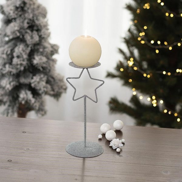 Kovový svícen K2367-28 - 12 x 12 x 30 cm