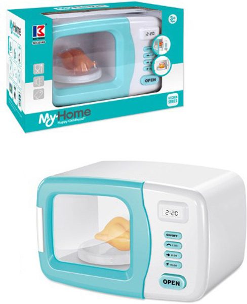 Mikrovlnná trouba dětská na baterie 20cm set s kuřetem plast Zvuk