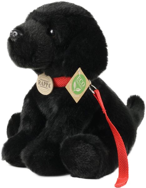 PLYŠ Pes labrador černý 28cm sedící s vodítkem Eco-Friendly *PLYŠOVÉ HRAČKY*