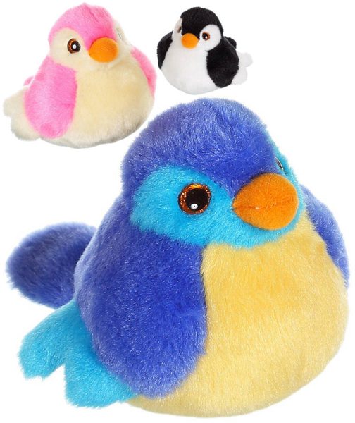 PLYŠ Ptáček 14cm na baterie Zvuk 7 barev *PLYŠOVÉ HRAČKY*