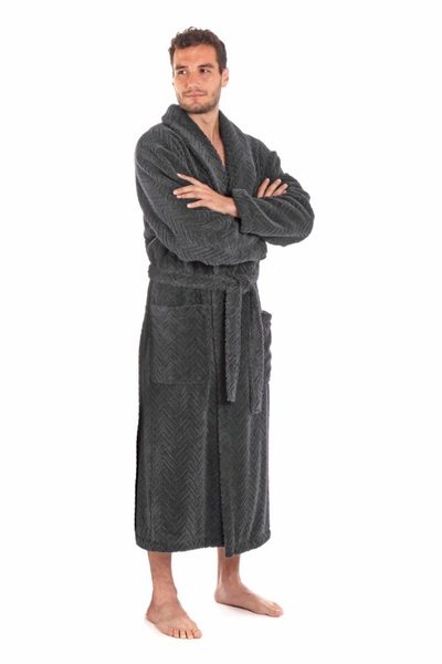 Bavlněný župan s límcem Athena antracitový 21 16 9551