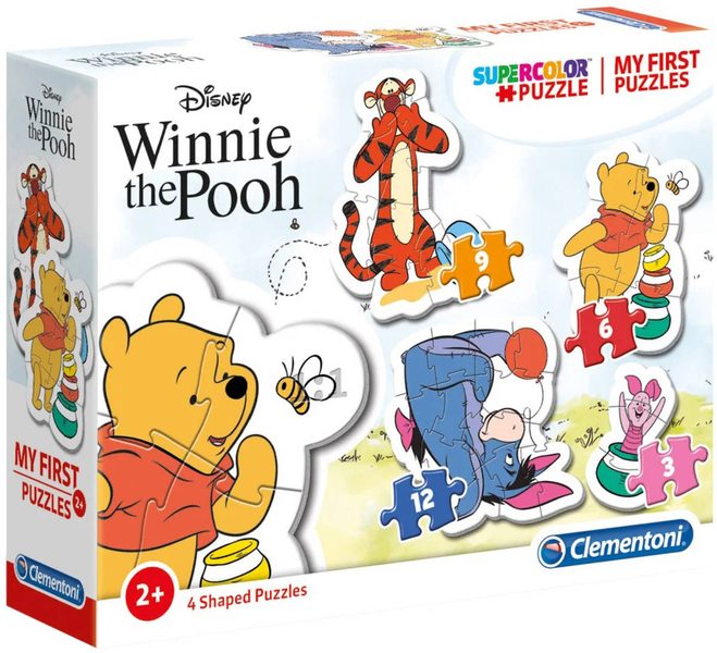 CLEMENTONI Moje první tvarované puzzle Medvídek Pú baby skládačka 4v1