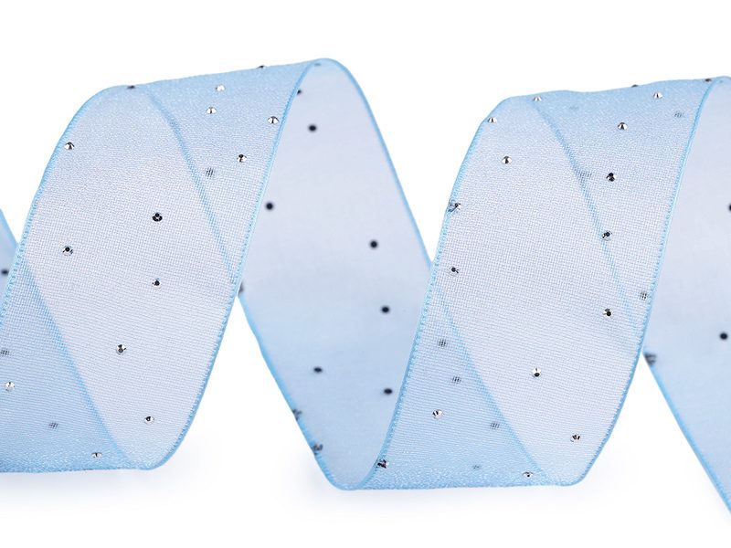 Organzová stuha s broušenými kamínky šíře 38 mm METRÁŽ