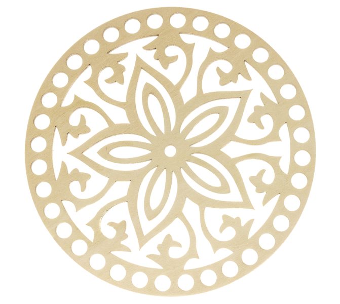 Dno - víko překližkové Natur kruh s květy 15 cm průměr / otvory 6 mm