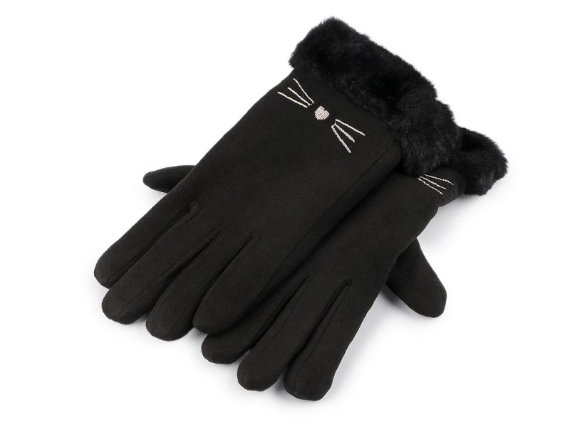 Dívčí rukavice s kožešinou zateplené, dotykové