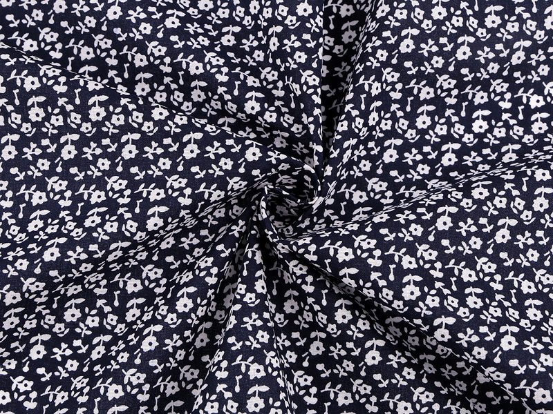 Bavlněná látka / plátno modrotisk drobné květinky METRÁŽ
