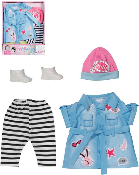 ZAPF Baby Born šatičky džínové deluxe obleček pro panenku mininko 43cm