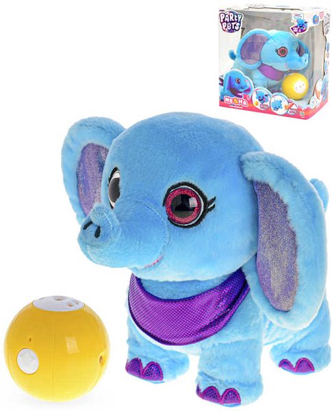 Plyšový slon jezdící za míčkem (baterie, zvuk)