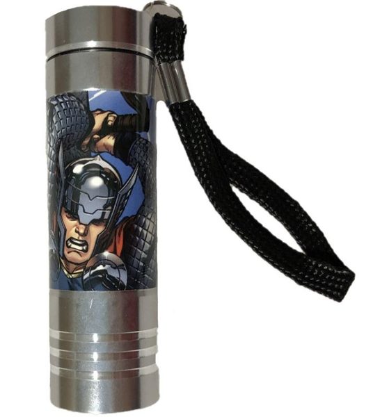 Dětská hliníková LED baterka Avengers silver Hliník, Plast, 9x2,5 cm