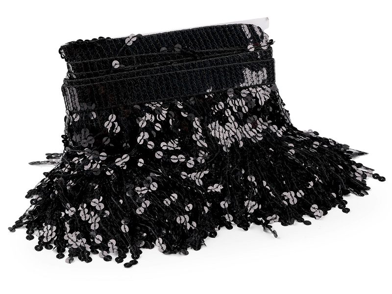 Třásně s holografickými flitry šíře 15 cm METRÁŽ