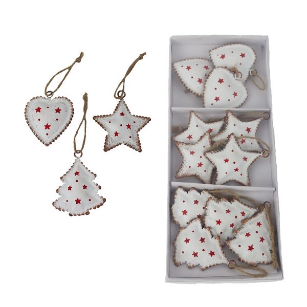 Vánoční ozdoby k zavěšení, 12 ks K4337 - 22 × 9 × 1.5 cm box size