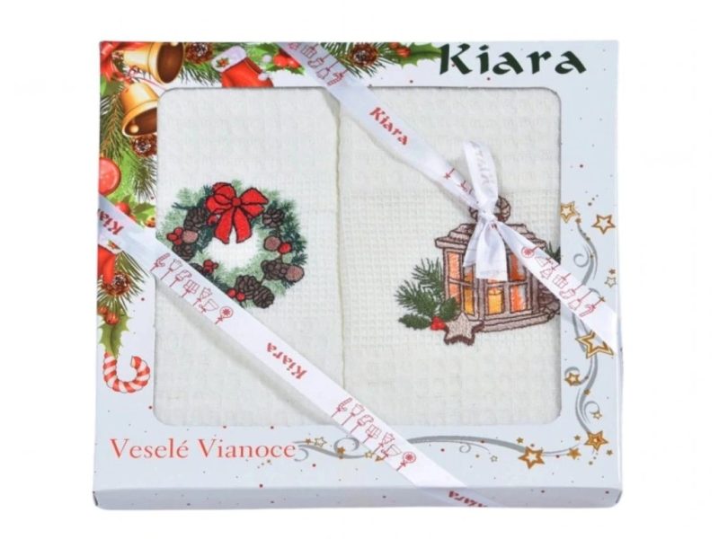 Vánoční dárková sada utěrek 50x70 Lucerna a věneček 2 ks