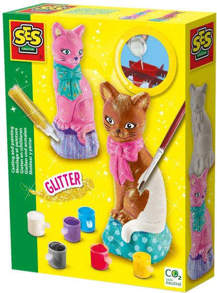 SES CREATIVE Odlévání a malování kočka se třpytkami kreativní set