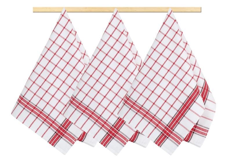 Kuchyňské utěrky - sada 3 kusů Červená 189 50x70 cm