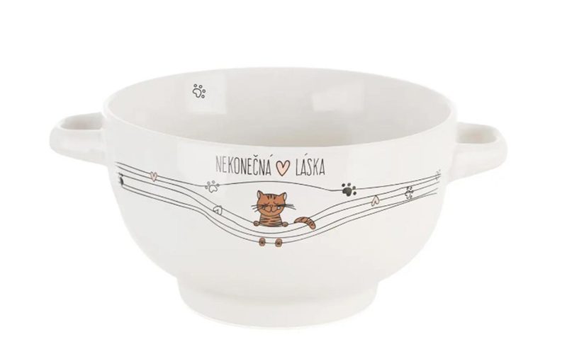 Miska keramická NEKONEČNÁ LÁSKA kočka průměr 14 cm O0347 - dia 14 x 8 cm