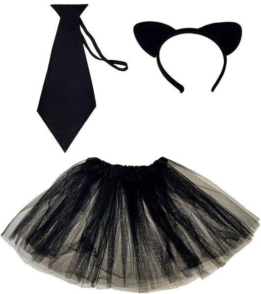KARNEVAL Šaty sukně kočka set s čelenkou a kravatou *KOSTÝM*