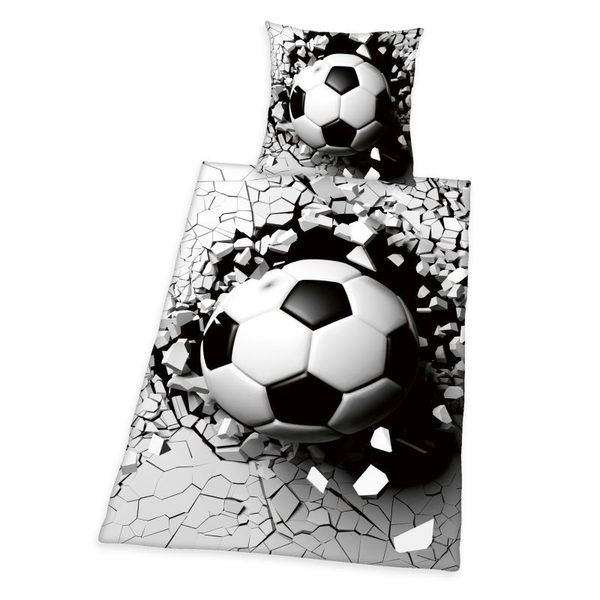 Povlečení Fotbalový míč 3D Efekt Bavlna, 140/200, 70/90 cm