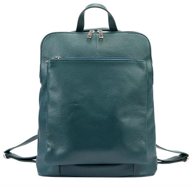 Kožený dámský módní batůžek s čelní kapsou Patrizia Piu petrolejově modrý