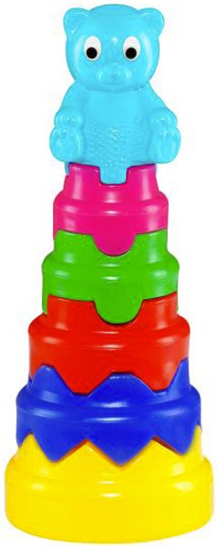 Baby skládačka věž velká skládací tvary s medvídkem pro miminko 2 barvy