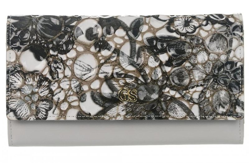 GROSSO Kožená dámská peněženka RFID šedo-černá v dárkové krabičce