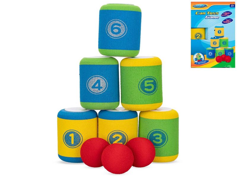 Hra Shoď plechovky 6ks+míčky