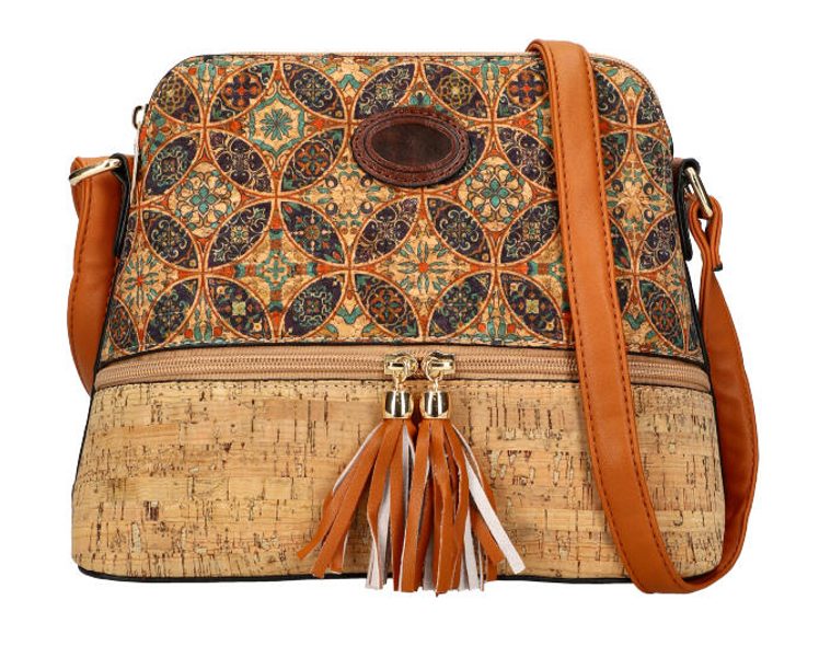 Crossbody dámská kabelka v korkovém designu T8297 typ 9