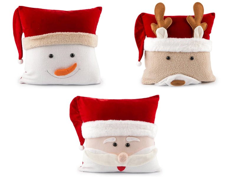 Vánoční plyšový povlak na polštář sněhulák 43x43 cm