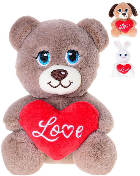 PLYŠ Zvířátko sedící se srdíčkem Love 15cm 3 druhy