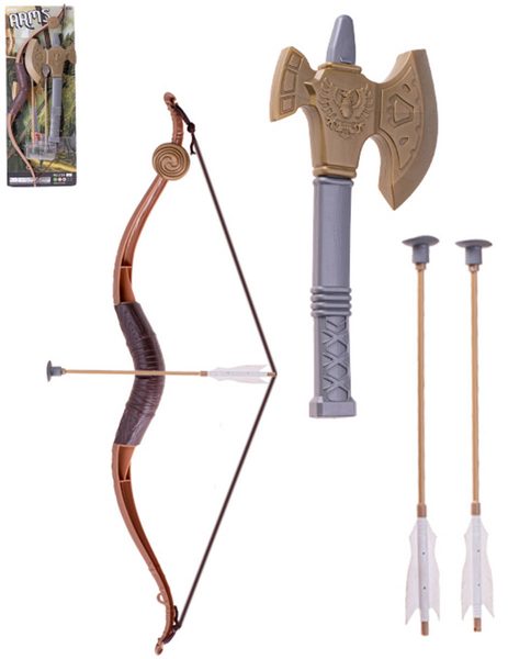 Luk a šípy 2ks soft s přísavkou dětský herní set se sekerou plast